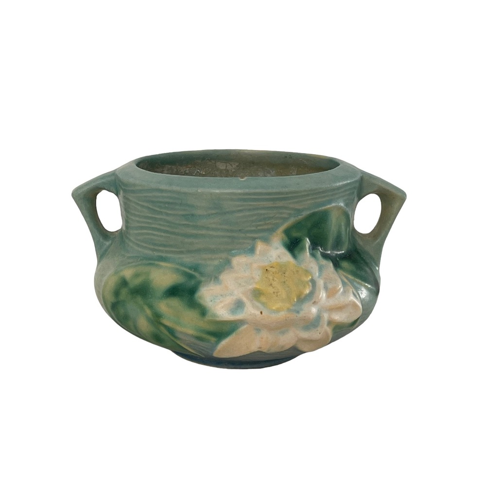 American‎ Art Vintage Roseville USA Pottery Vase 663 Art Deco Style Water Lilies